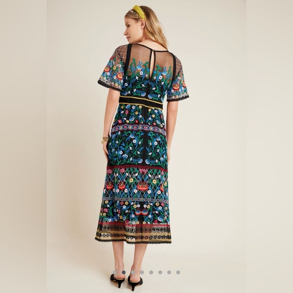 Anthropologie Esther Embroidered Midi Dress - Picture 2 of 5